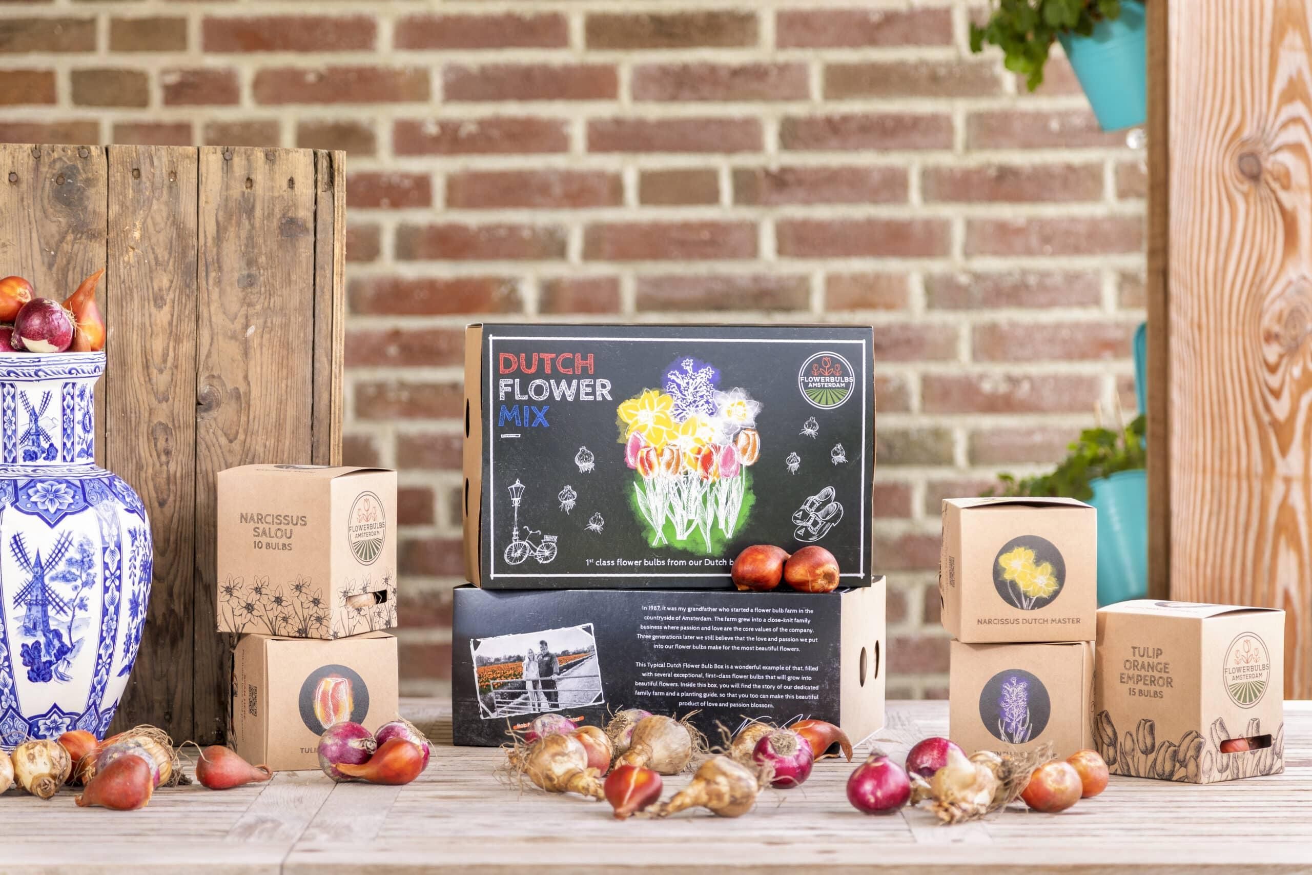 Flowerbulbs amsterdam Dutch Flower Mix - Luxe box large, 75 bloembollen voor 2 m2 bloemenpracht - Maat 12+ (8720938490194)