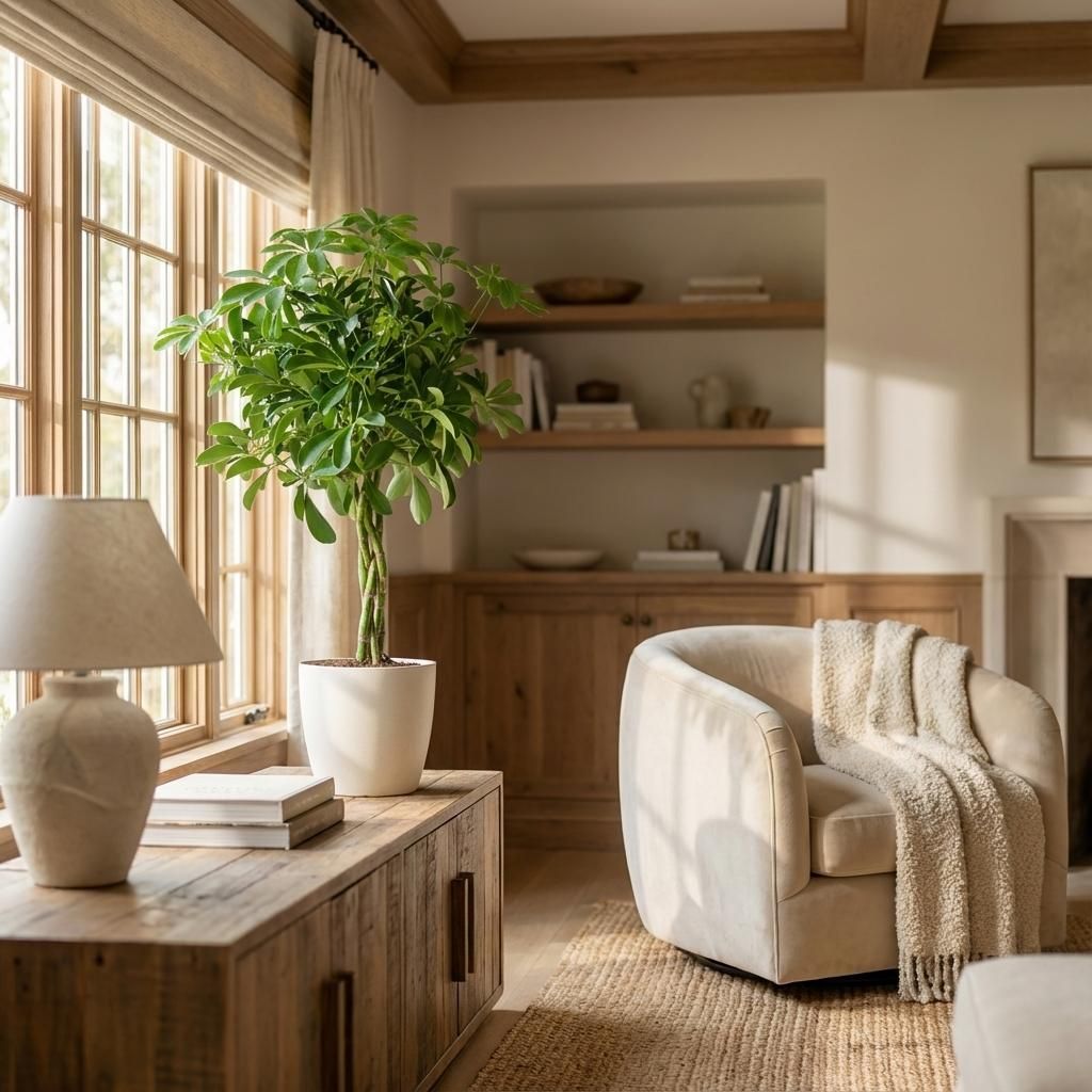 Schefflera Arab Nora met Potter wit (8721042063564)