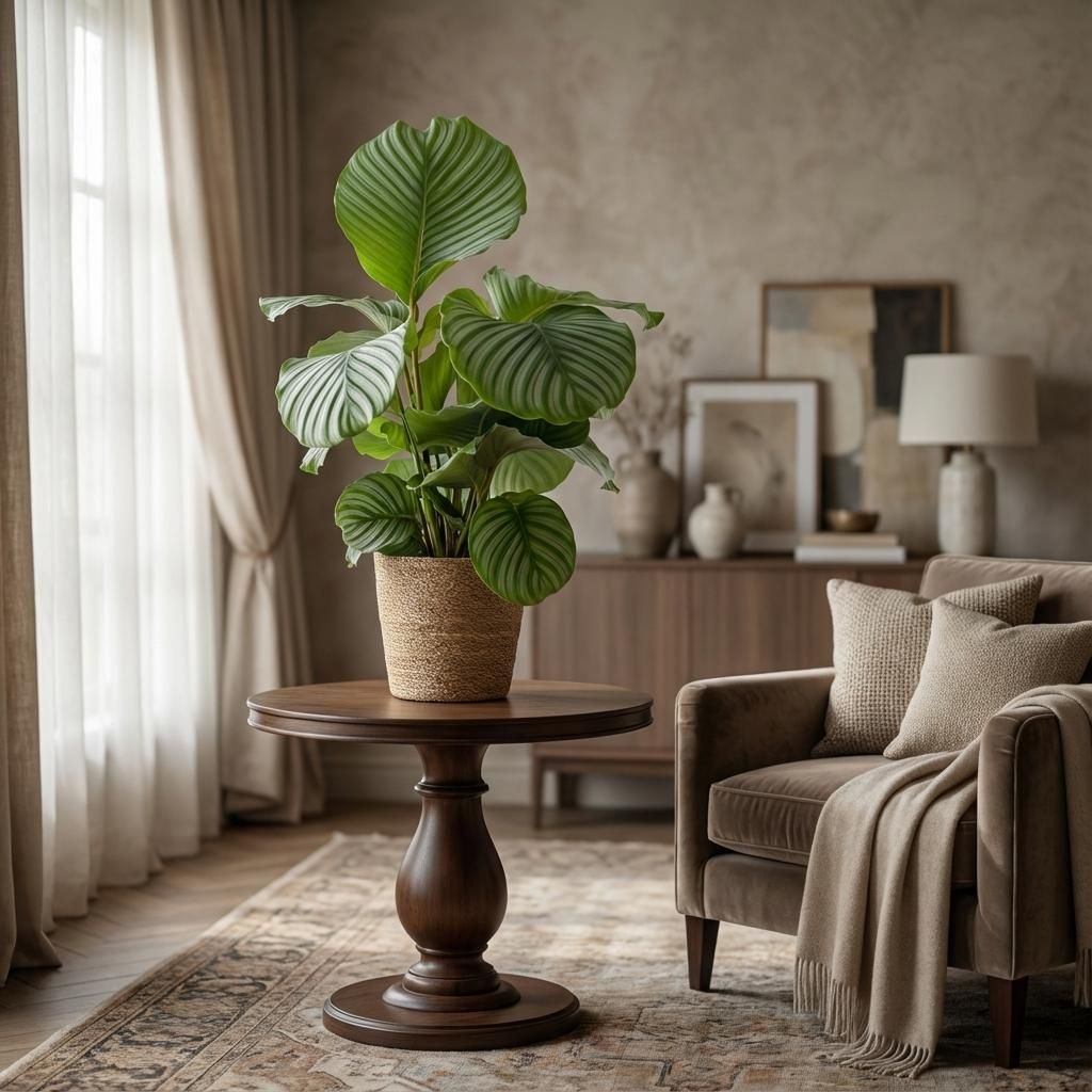 Calathea Orbifolia met Zeegras mand naturel (8721042063151)