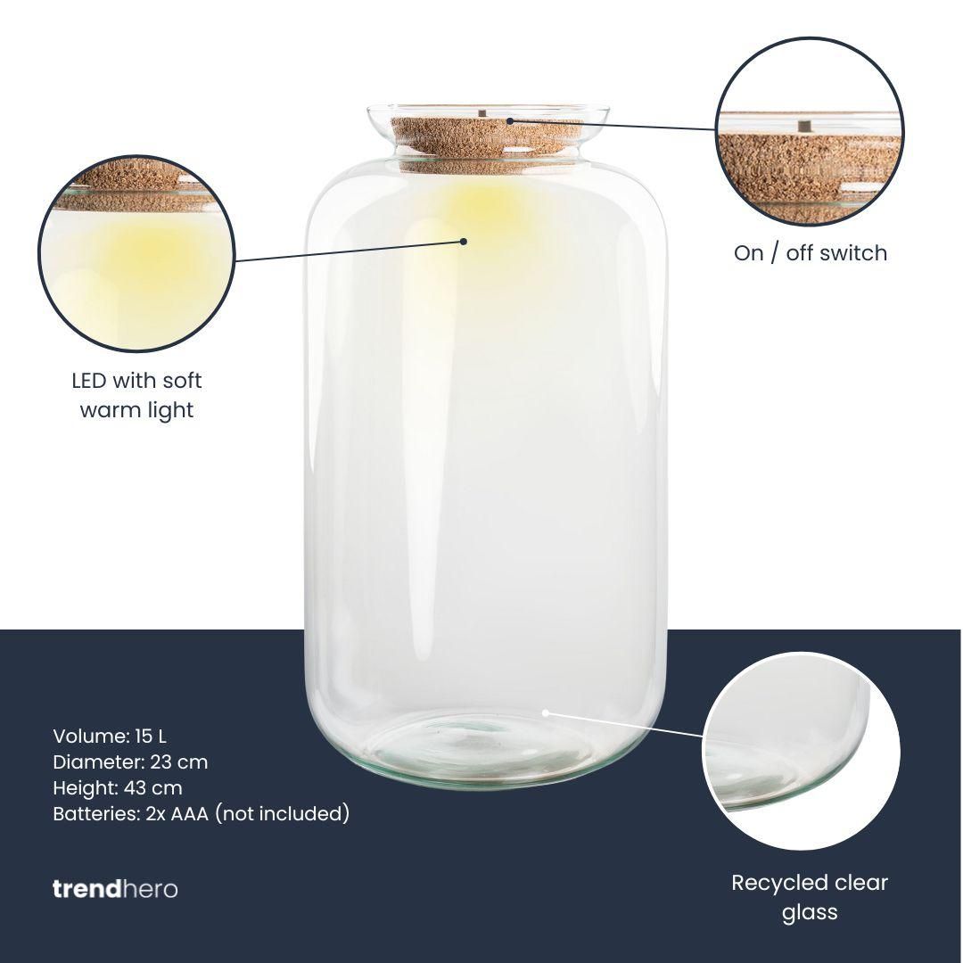 Terrarium fles met verlichting - Sven XL - Ø 23 cm ↑ 43 cm (8717336483354)