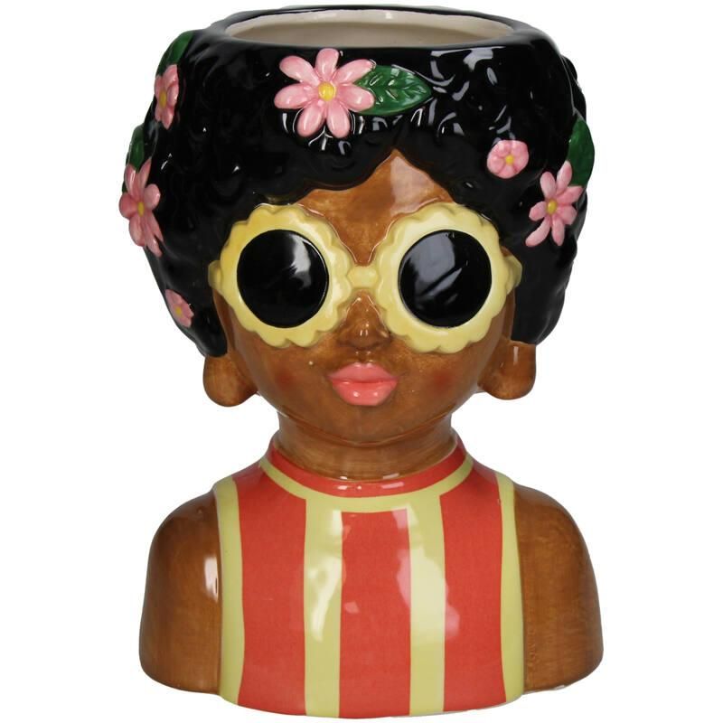 Vaas Lady Sunny + 10x real touch Tulpen wit/groen (8720872023861)