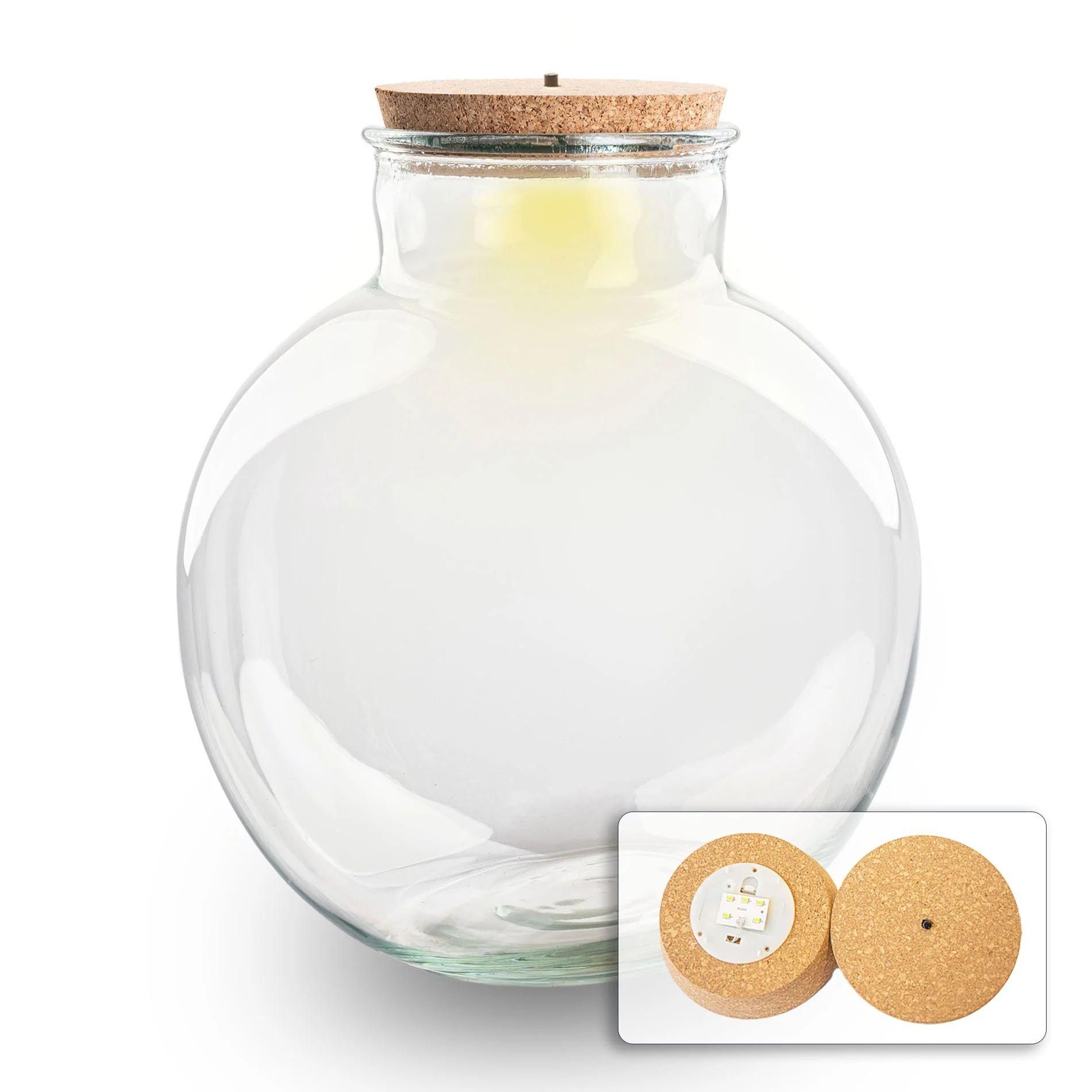 Terrarium fles met (LED) kurk - Bolder Bob - Ø 30 cm ↑ 31 cm - Met LED-kurk (53749)