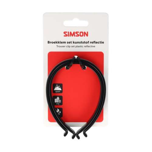 Simson broekklemmen kunststof met reflectie (8711646935251)