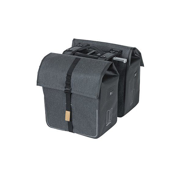 Basil fietstas dubbel Urban dry charcoal melee MIK (8715019177972)