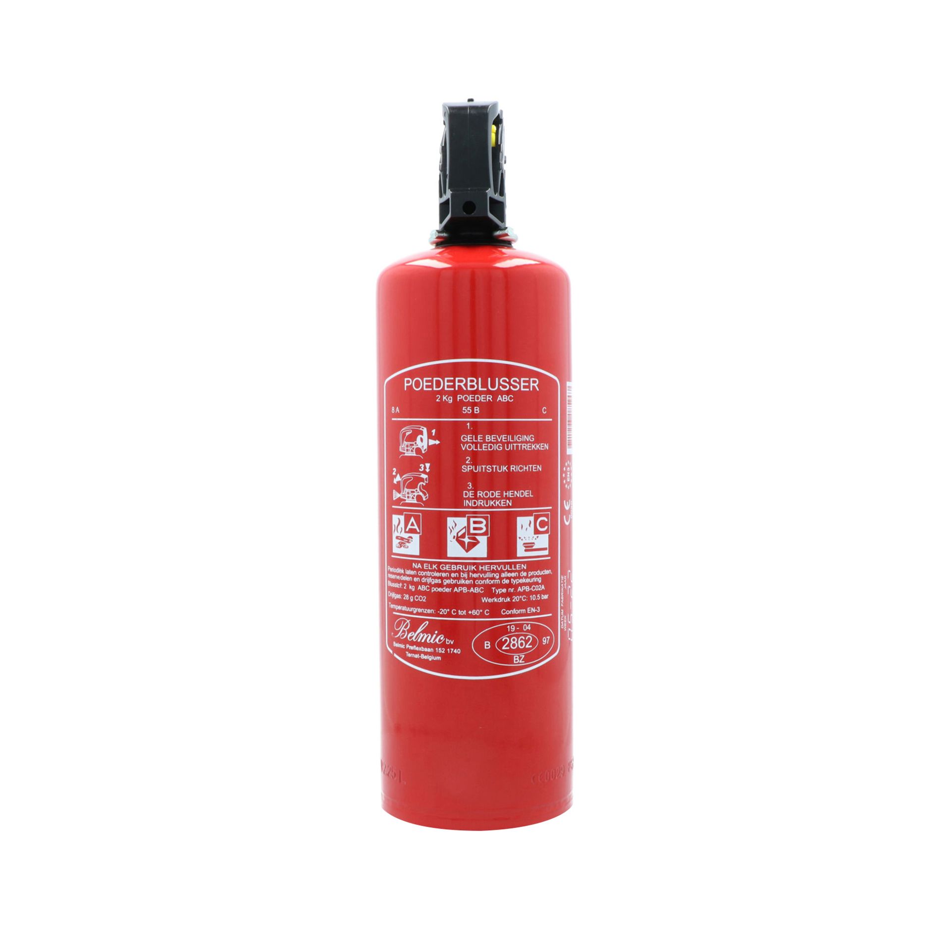 Belmic Brandblusser A/B/C 2Kg Brandblusser Abc 2Kg 2 Kilo (8711293085927)