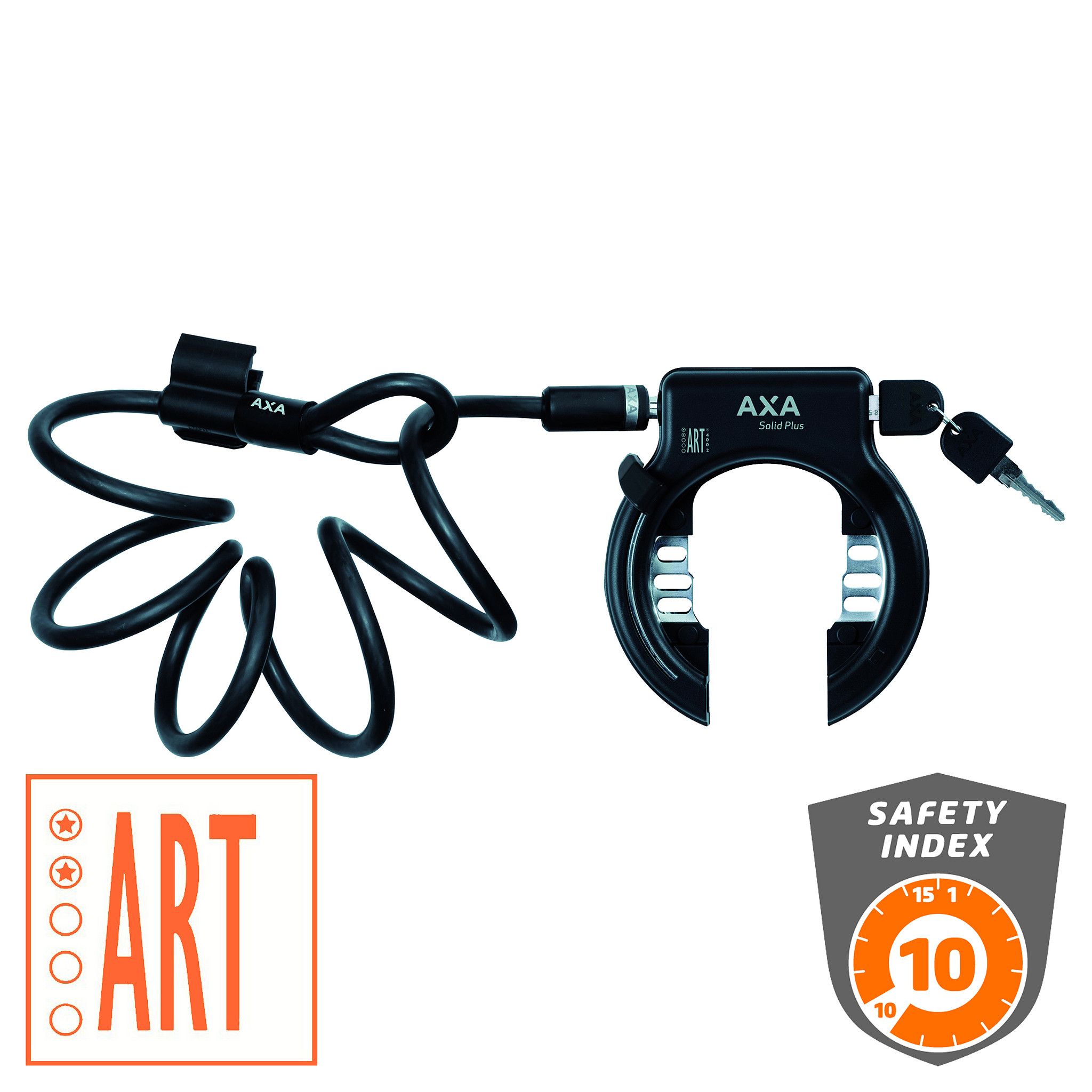 AXA RINGSLOT SOLID PLUS & PLUG-IN KABEL 150CM ZWAR (8713249237930)