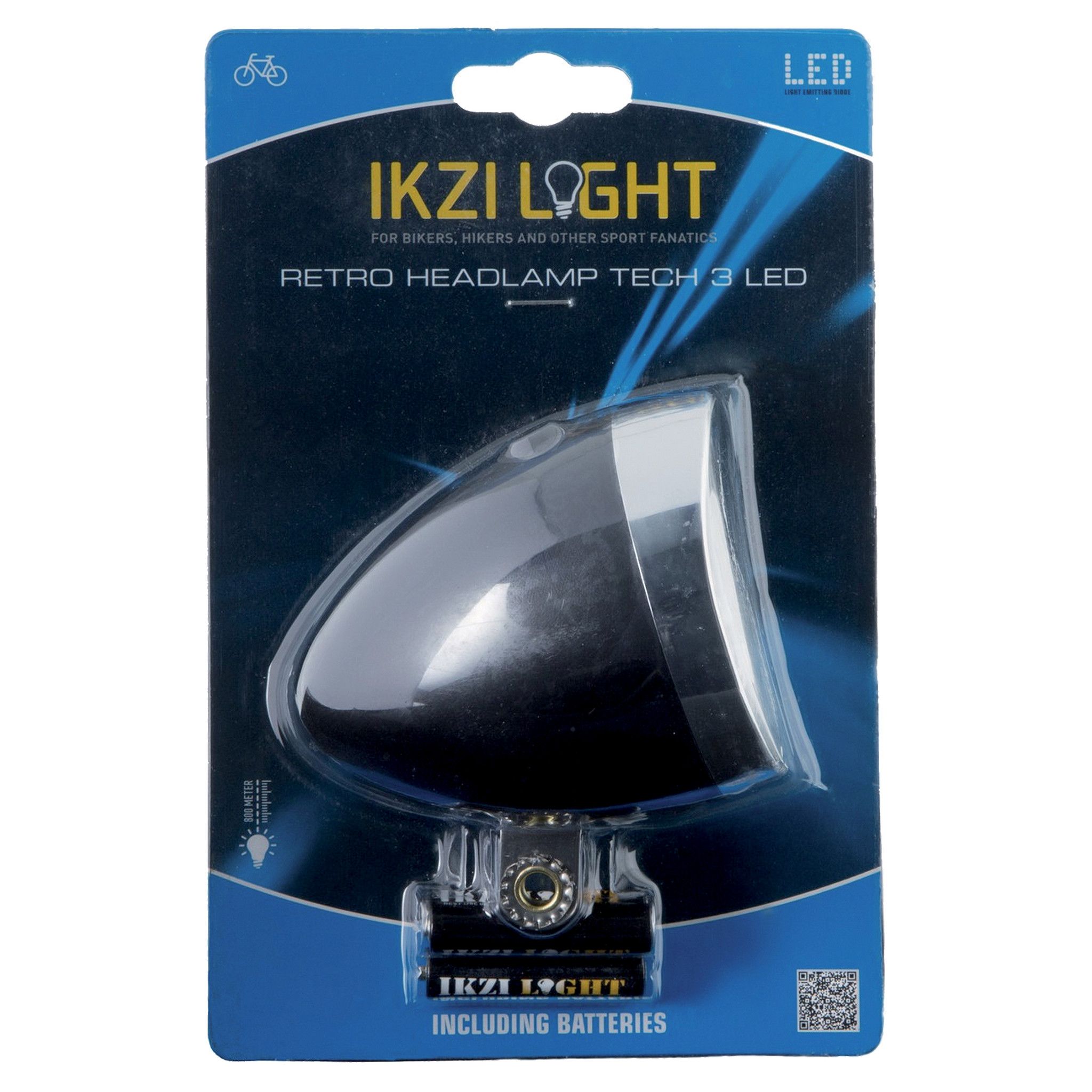 Ikzi koplamp 3 led koplamp retro zwart (8717729489116)
