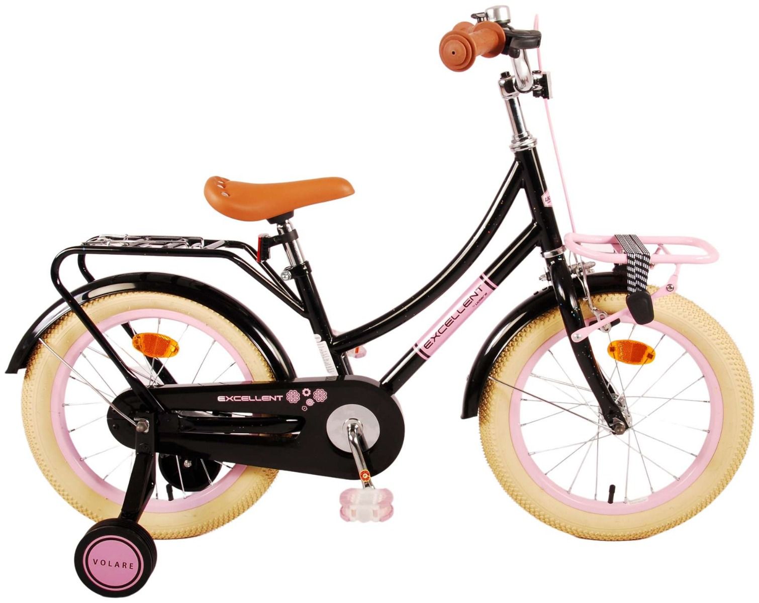 Merkloos VOLARE KINDERFIETS EXCELLENT 16 INCH ZWART MET VOO (8715347213861)
