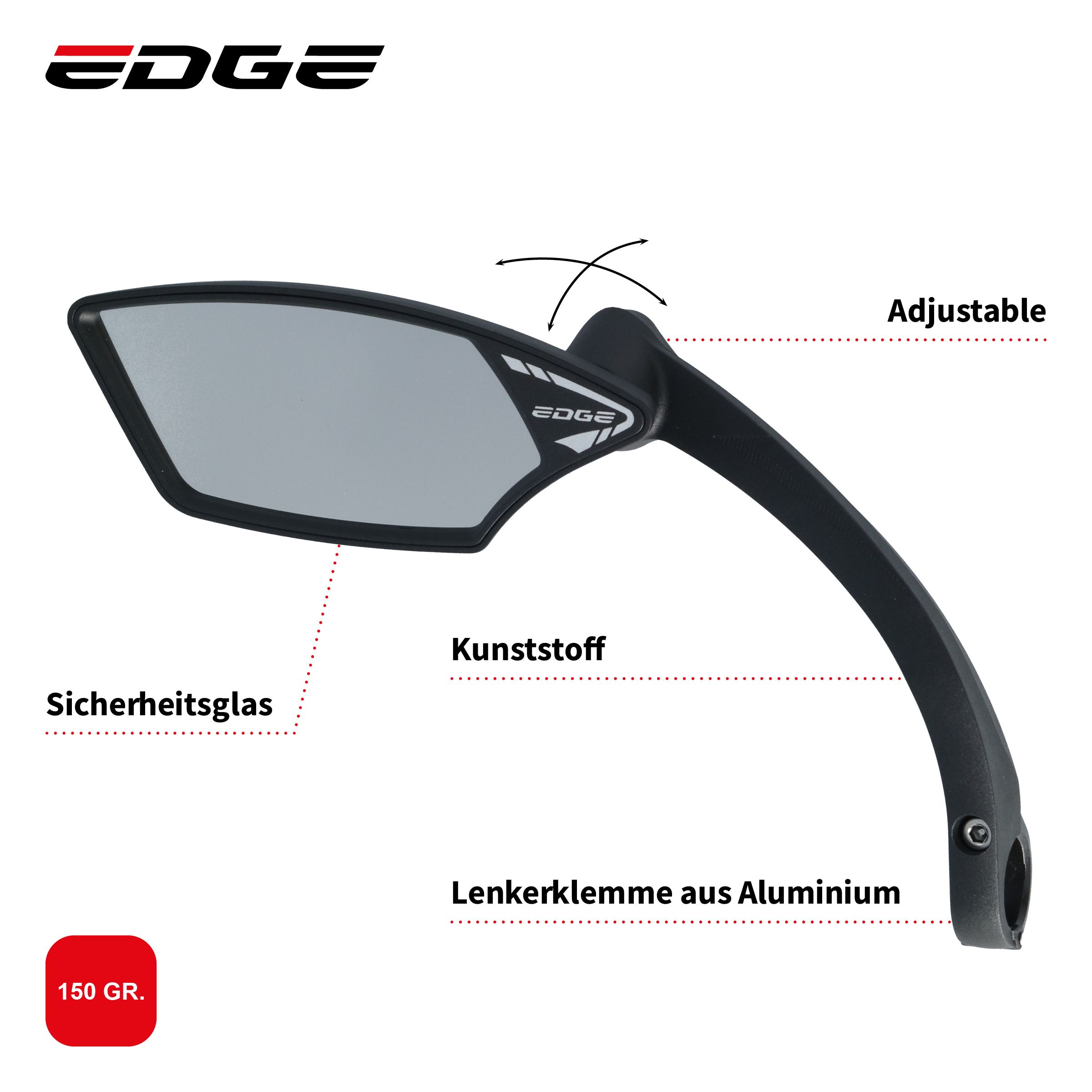 SPIEGEL EDGE E-BIKE LUXE MET KLEM - LINKSE MONTAGE (8718404521237)