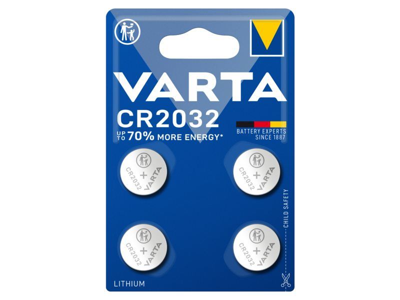 Varta batterij knoopcel 2032 blister (4) (4008496992973)