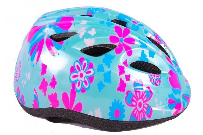 Merkloos Volare Fietshelm Kinder Groen Roze Bloemetjes XS 4 (8715347008252)
