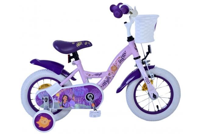 Disney Wish kinderfiets meisjes 12 inch paars 2024 (8715347312526)