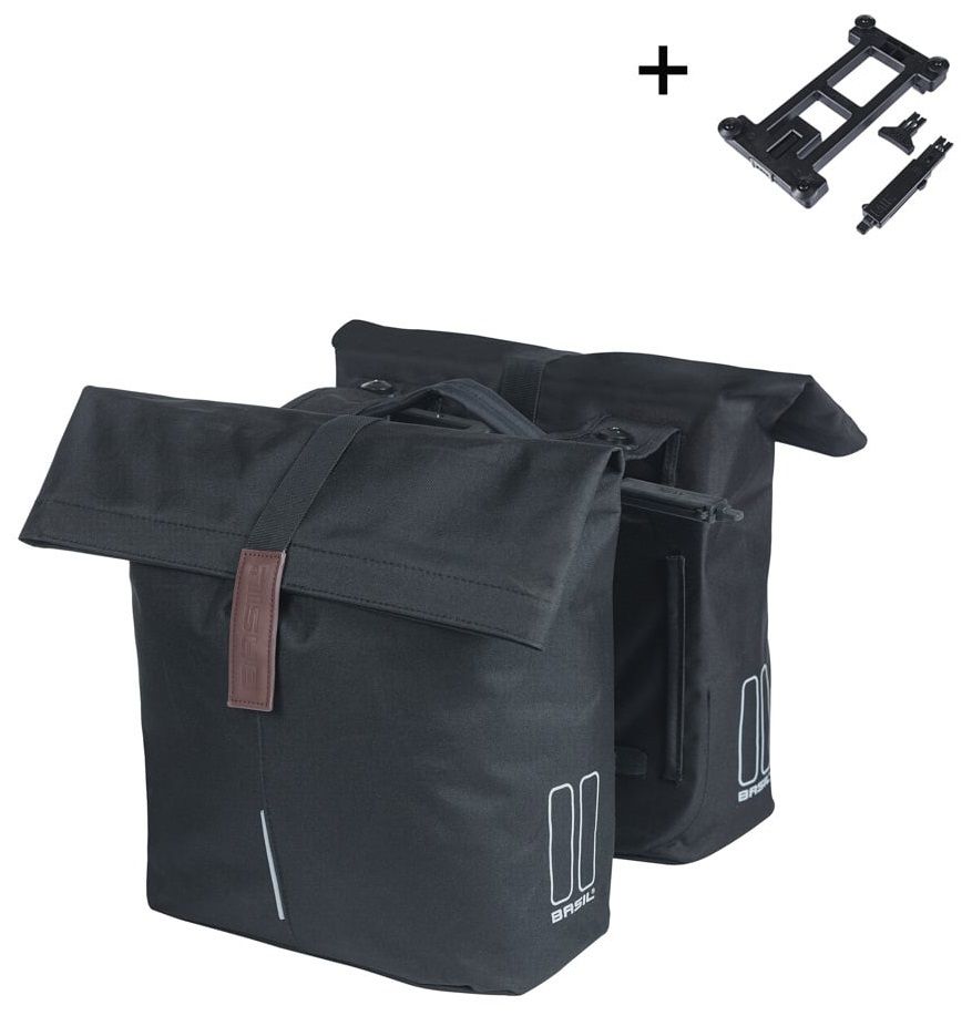 Basil Dubbele fietstas City MIK 28-32 liter - zwart (8715019183331)