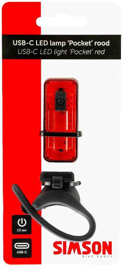 Achterlicht Simson USB-C LED lamp pocket - rood (8711646933653)