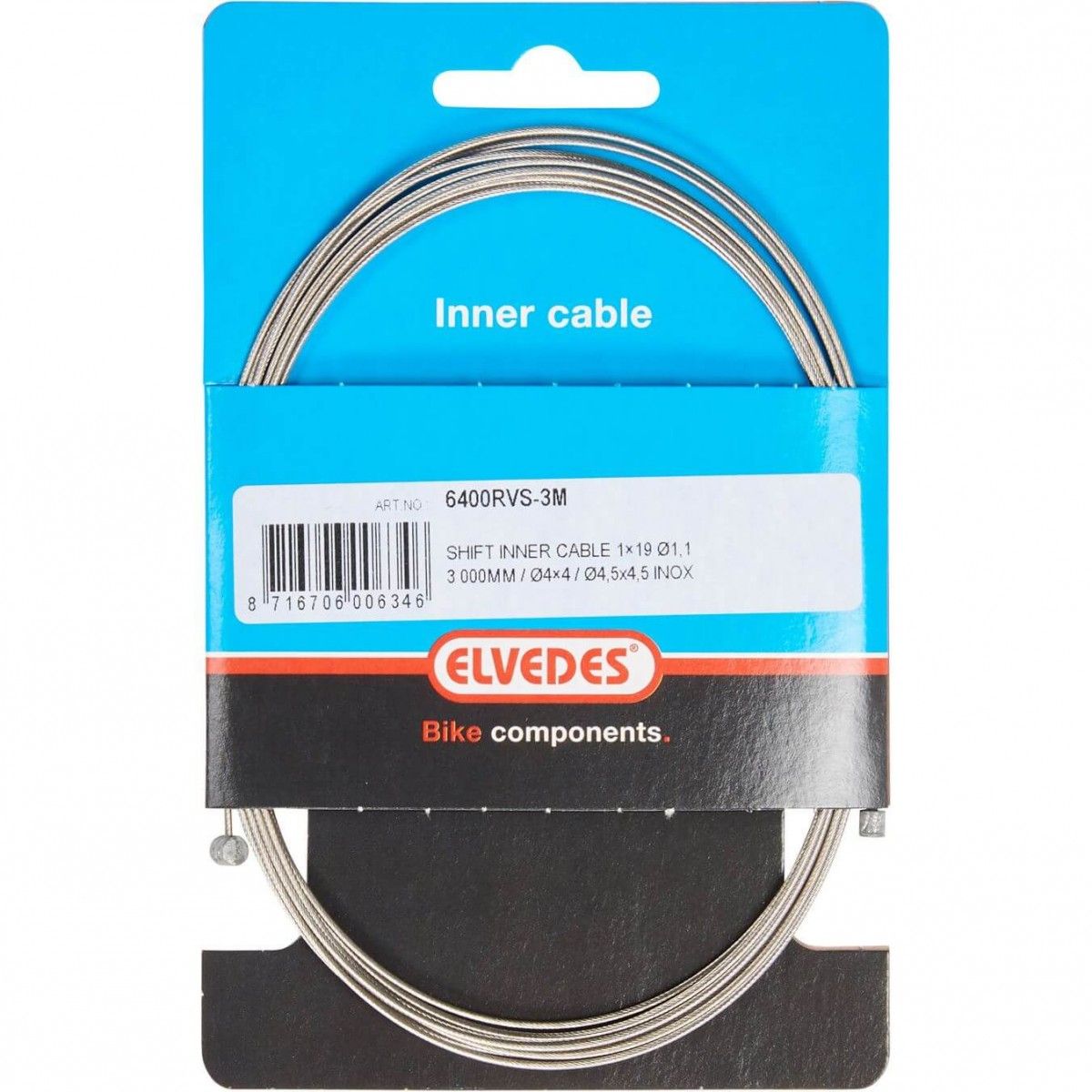 Elvedes Derailleurkabel 3m 2 nippel 6400rvs nexus-sunt-shi (8716706006346)