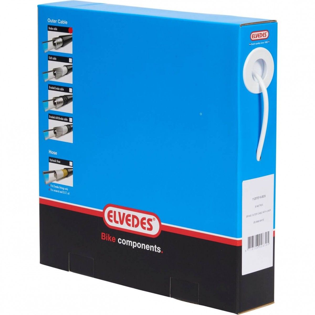 Elvedes Buitenkabel rem wit 5.0mm     per meter