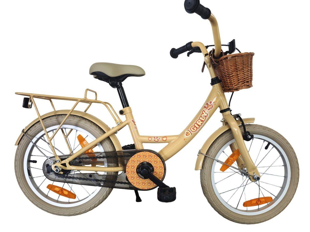 Bike Fun BFN meisjesfiets Girly 16" met rotan mandje g Meisjes Goud 2025 (8716637053099)