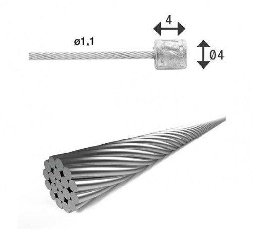 XLC Versnellingsbinnenkabel 300mm RVS 1.1mm (4055149337575)