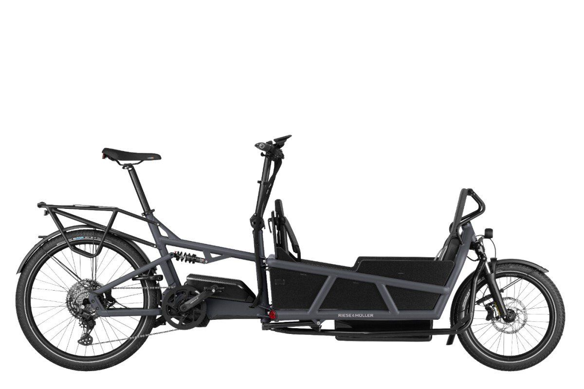 Riese & Müller Load4 vario HS, Kiox500, 3 zitjes, huif, 1450W grijs 2024 (F.10756)