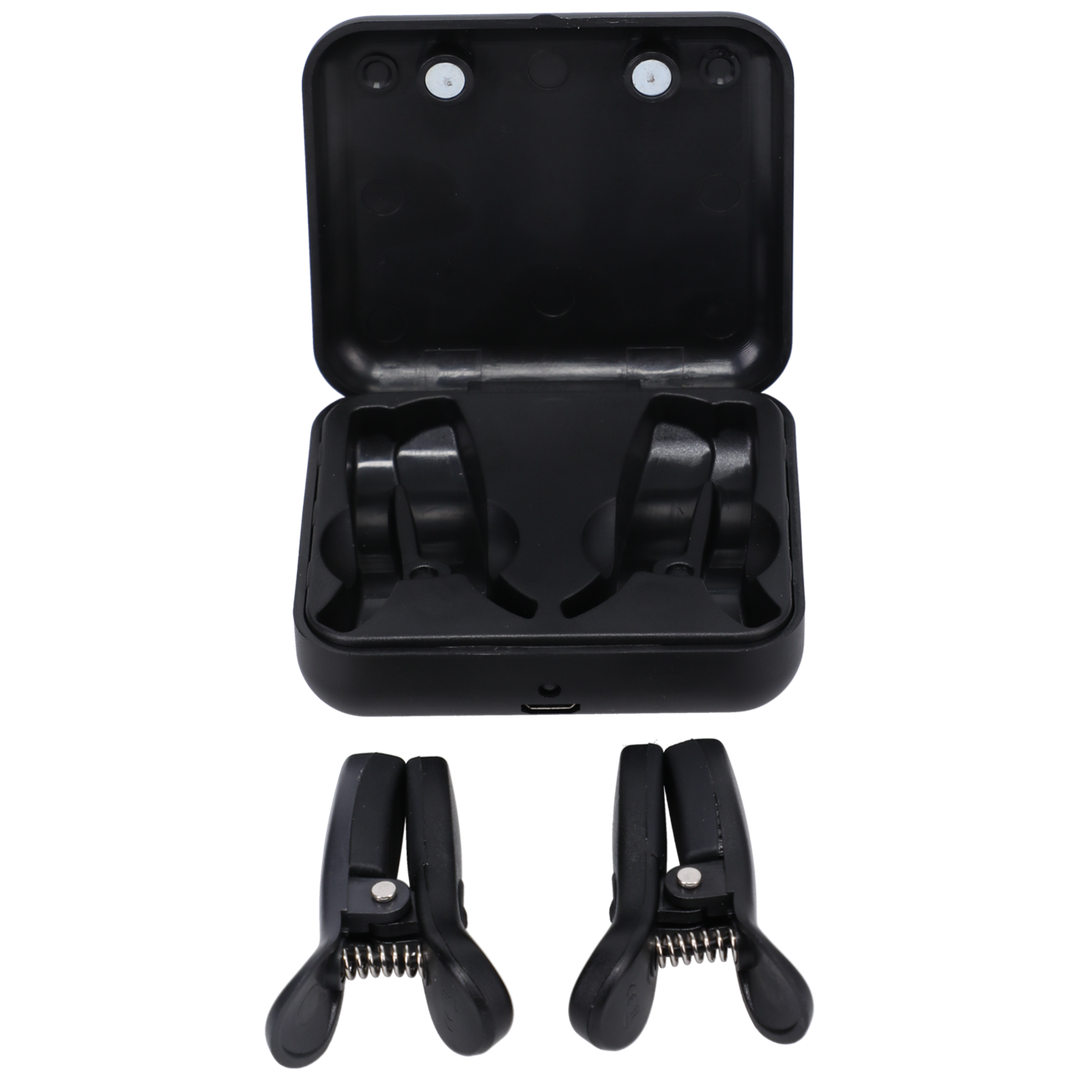Doc johnson Vibro Grippers - Vibrerende Tepelklemmen met Koffer - Zwart (782421088736)
