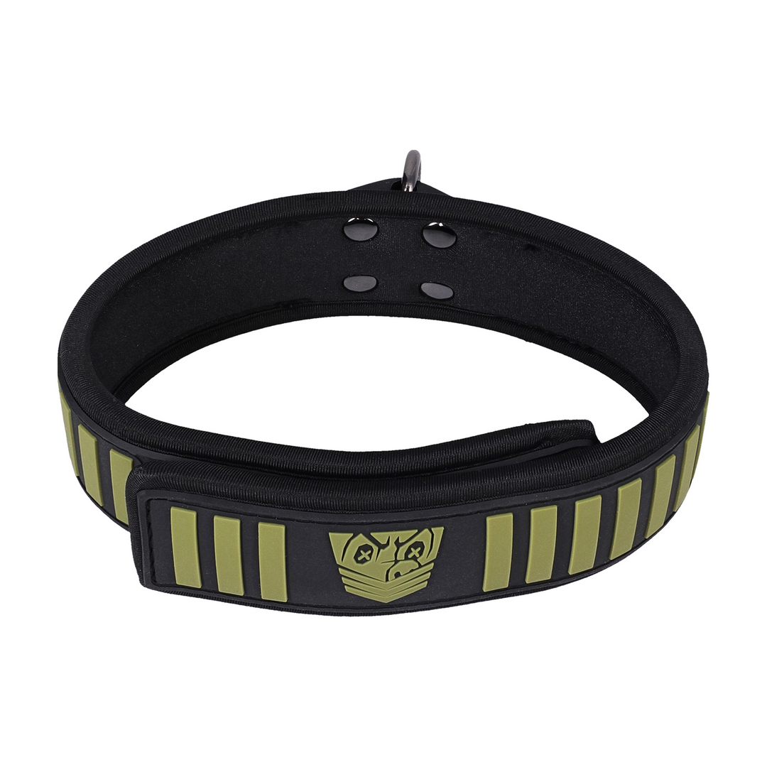 Doc johnson Tactische Halsband en Leash - Zwart/Groen (782421088163)