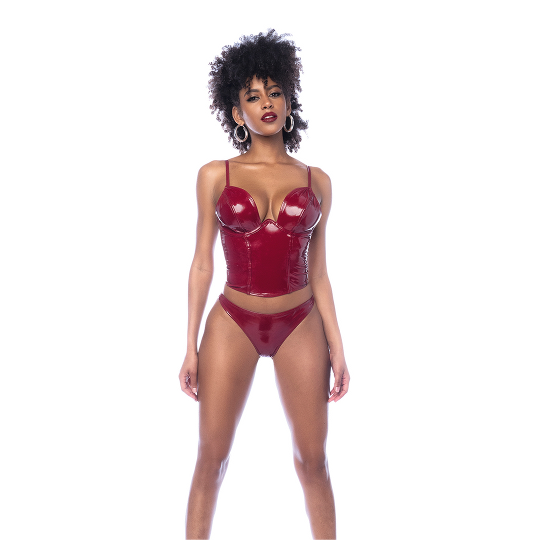 Mapalé Twee Delige Bustier Set - M - Glanzend Wijnrood (190602113052)