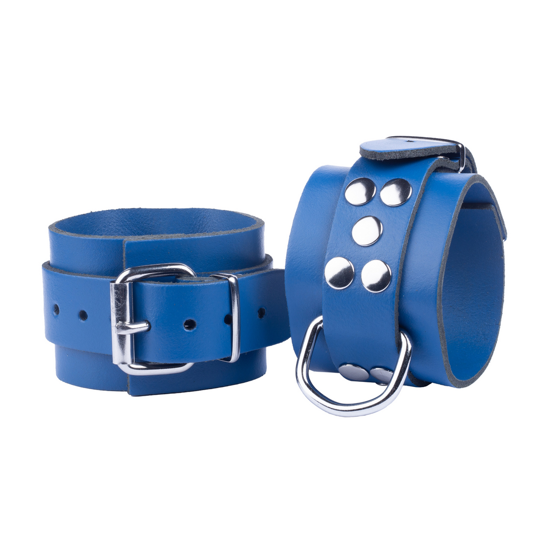 Red leather Ultra Leather Handboeien - Blauw (3662811296972)