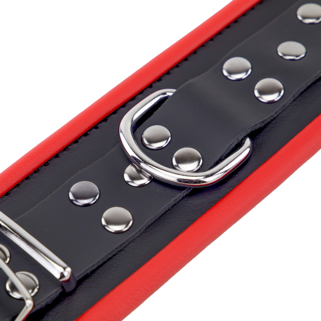 Red leather Leren Handboeien - Rood/Zwart (3701019809703)