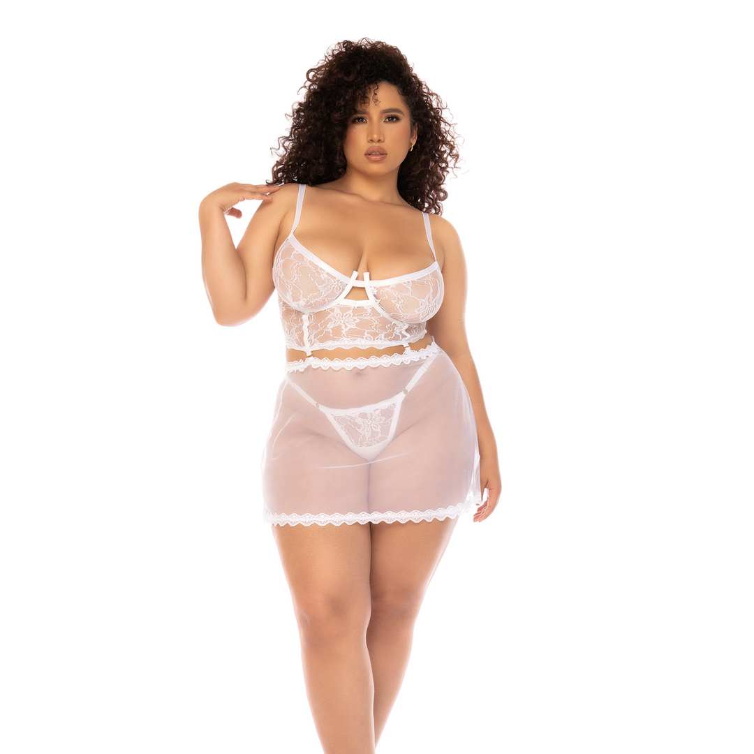 Mapalé Twee-in-één Babydoll en Twee Delige Set - L/XL - Wit (190602103053)
