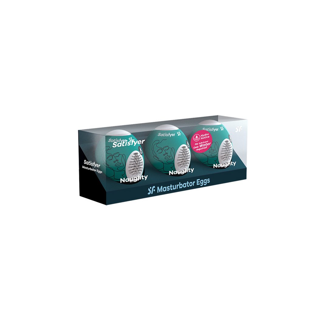 Satisfyer Naughty - Masturbator Egg Set - 3 Stuks - Donkergroen (4049369043477)