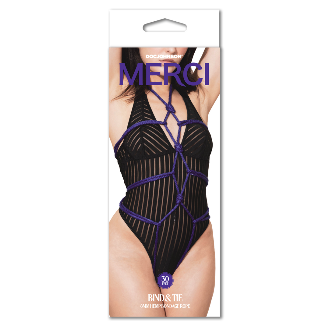 Doc johnson Bind and Tie - 6 mm Hennep Bondage Touw - 30 ft - Violet (782421089412)