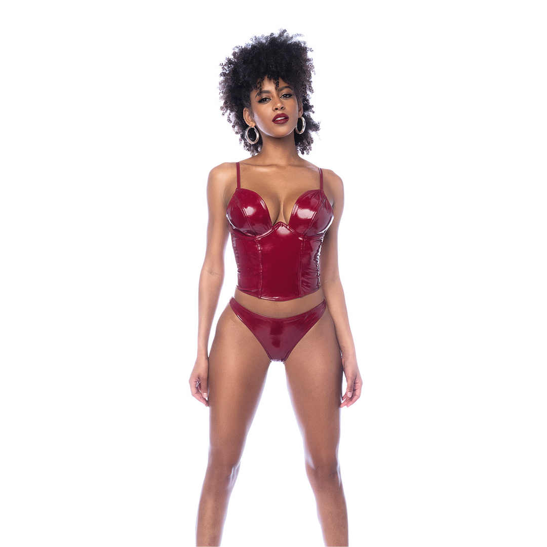 Mapalé Twee Delige Bustier Set - L - Glanzend Wijnrood (190602113069)