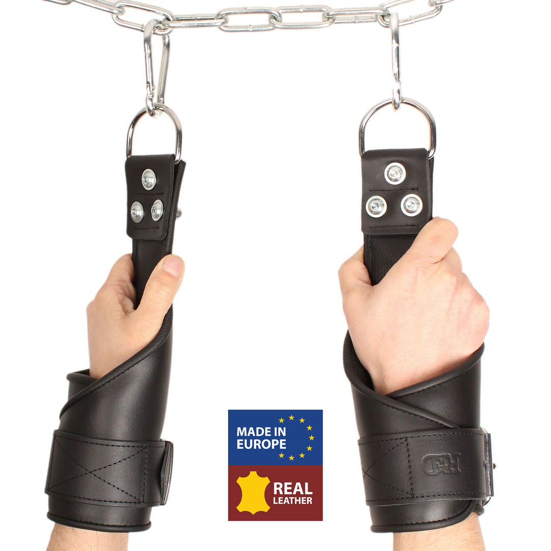 Red leather Leren Ophanghandboeien - Zwart (3701019810556)