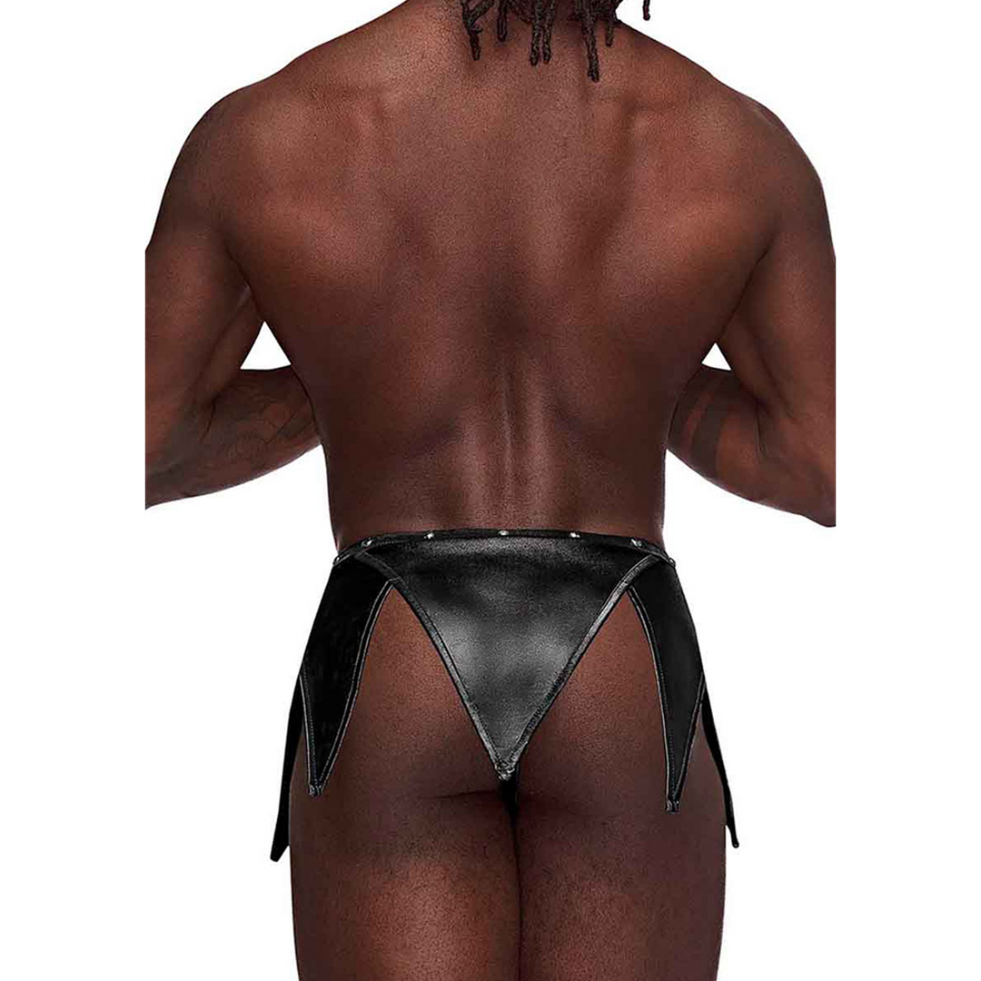 Male power Eros - Gladiator Kilt Ontwerp met een Aangekleed Thong - S/M - Zwart (845830085922)