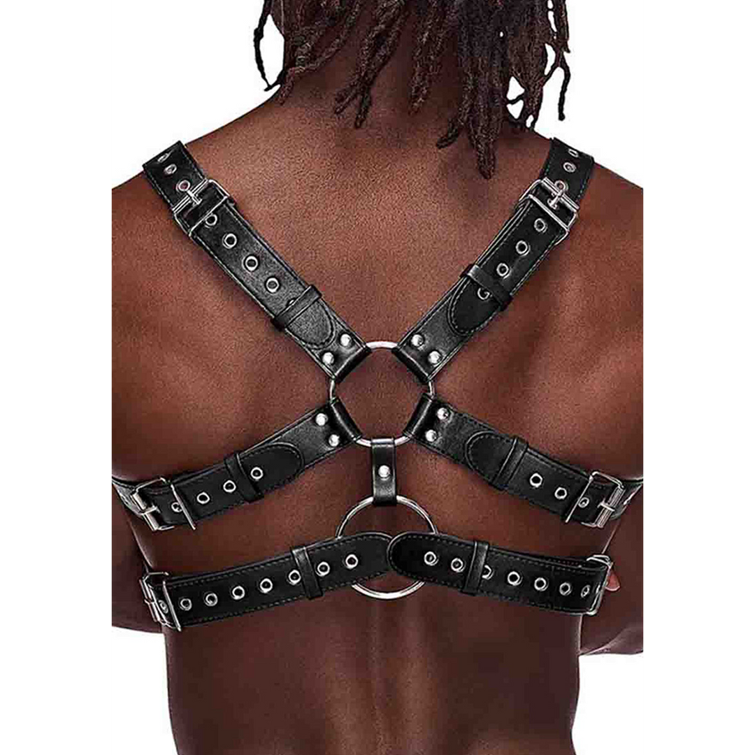 Male power Gemini - Imitatie Leren Harnas - One Size - Zwart (845830085953)