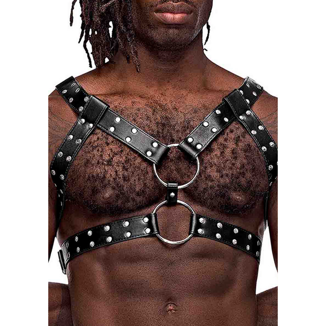 Male power Gemini - Imitatie Leren Harnas - One Size - Zwart (845830085953)