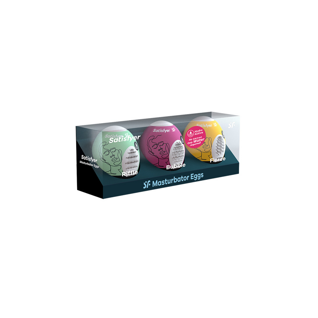 Satisfyer Masturbator Egg Set - Riffle, Bubble, Fierce - 3 Stuks (4061504001807)