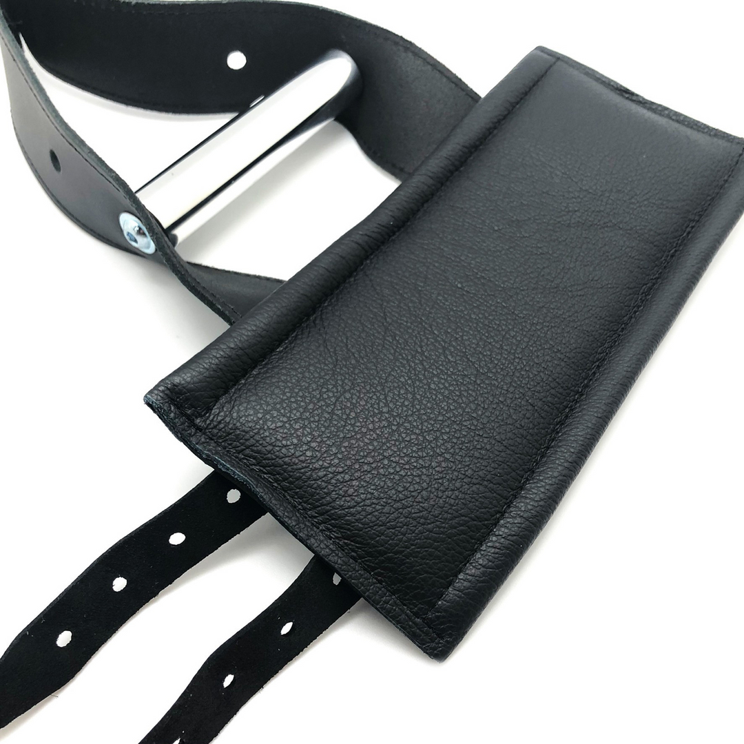 Red leather Deluxe Leren Opschorting Handboeien - Zwart (3701019810341)
