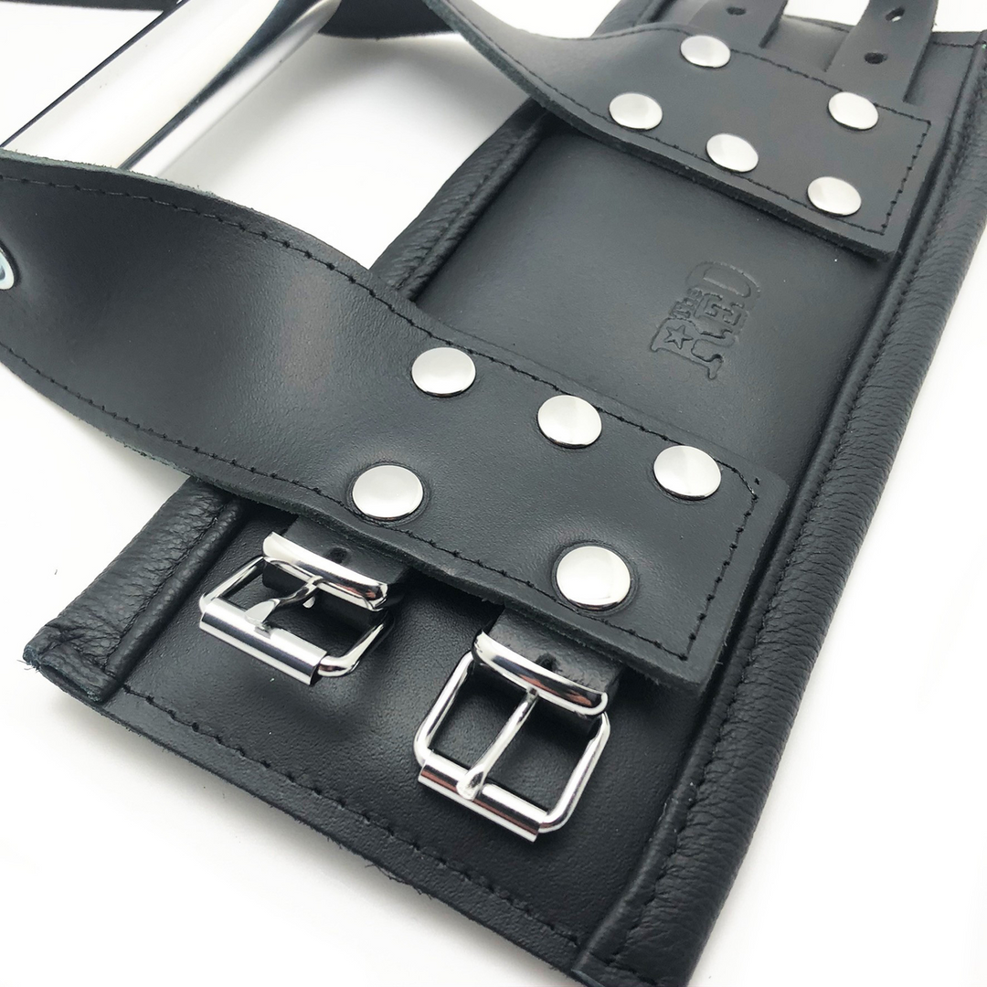 Red leather Deluxe Leren Opschorting Handboeien - Zwart (3701019810341)