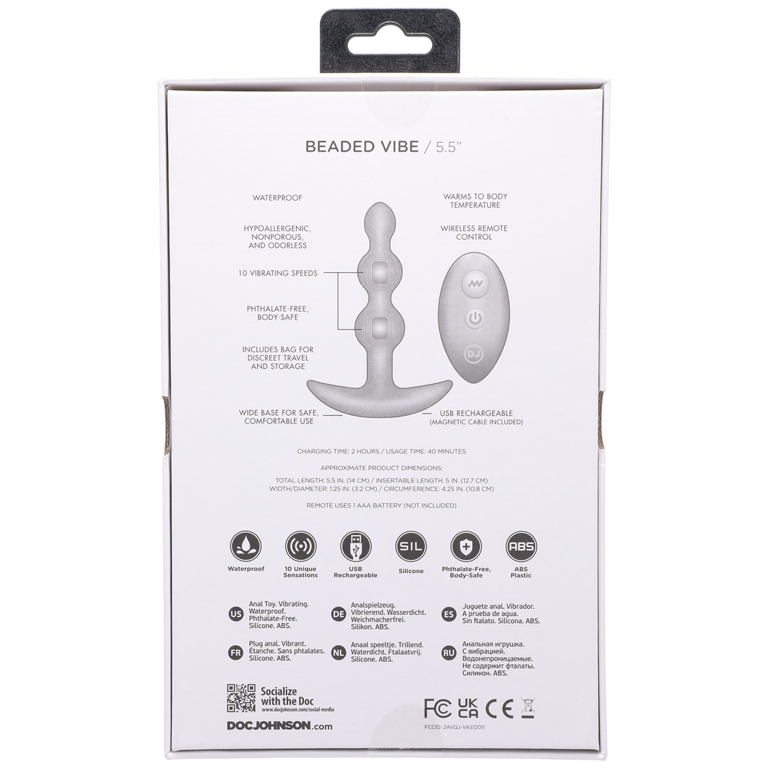 Doc johnson Beaded Vibe - Silicone Anale Plug met Afstandsbediening (782421081324)