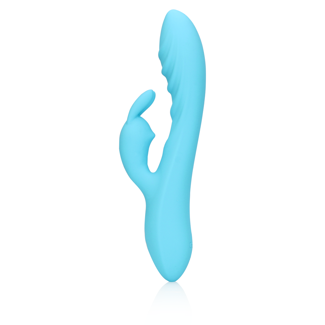 Loveline by shots Geribbelde Ultra Zachte Siliconen Konijn Vibrator - Glaciaal Blauw (8714273051516)