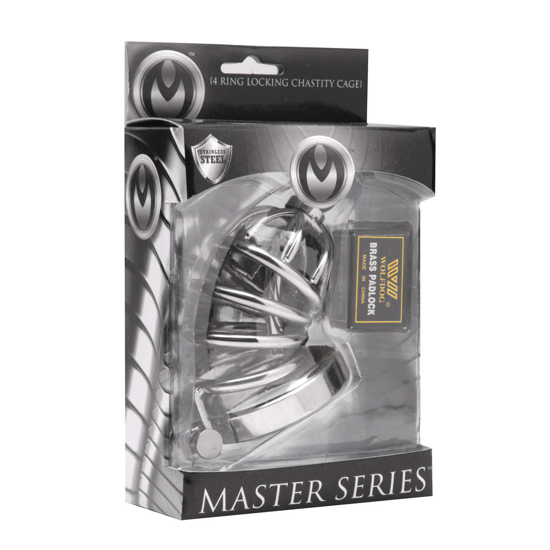 Xr brands Asylum - Chastity Cage met 4 Ringen - S/M (848518005724)