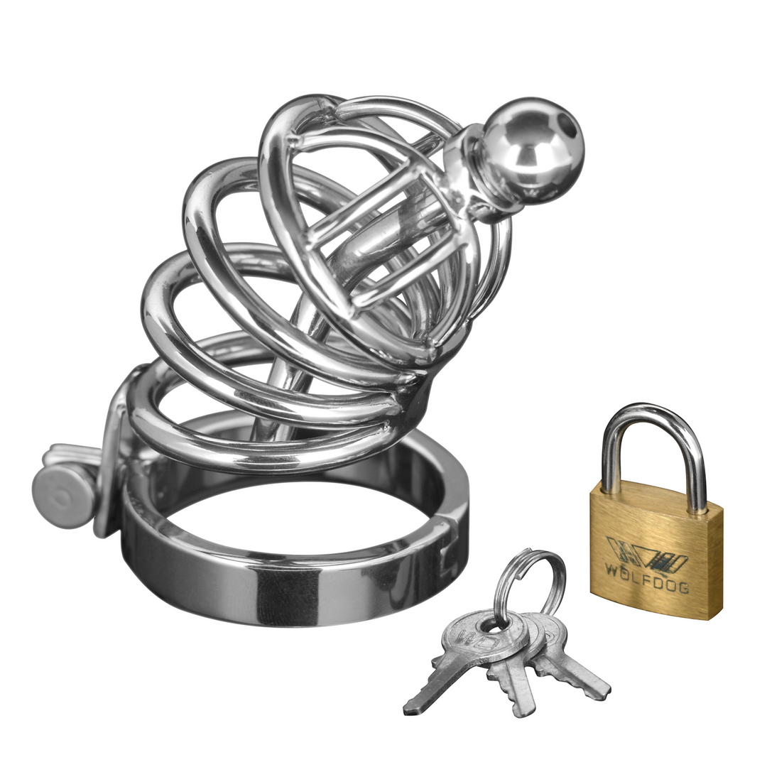 Xr brands Asylum - Chastity Cage met 4 Ringen - S/M (848518005724)