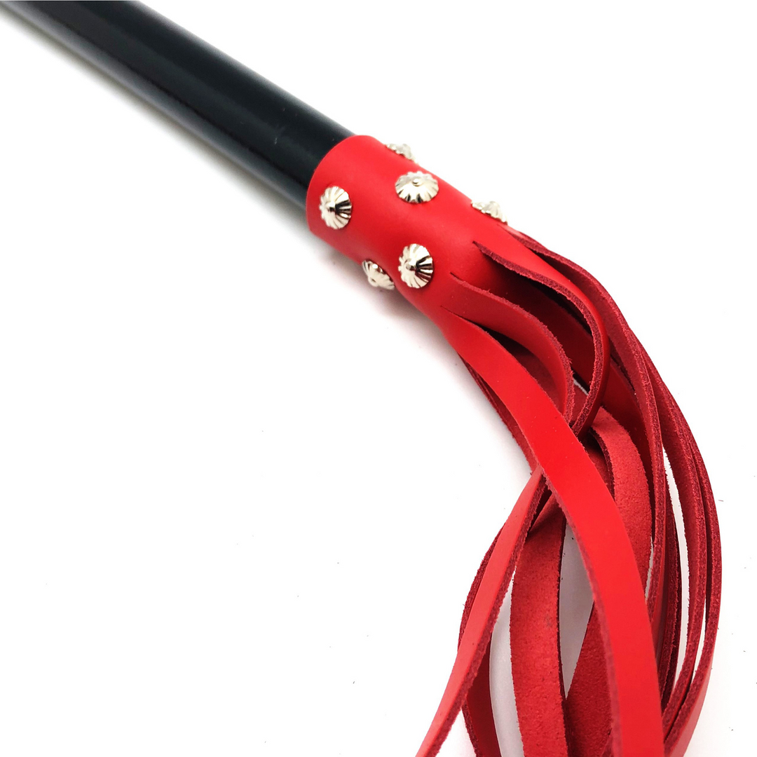 Red leather Houten Martinet met Leren Touwen - 78 cm - Rood (3701019811805)