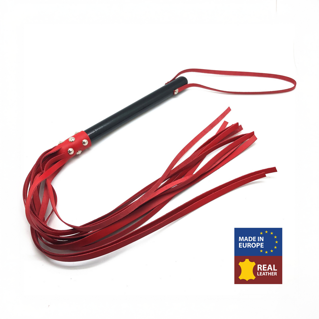 Red leather Houten Martinet met Leren Touwen - 78 cm - Rood (3701019811805)