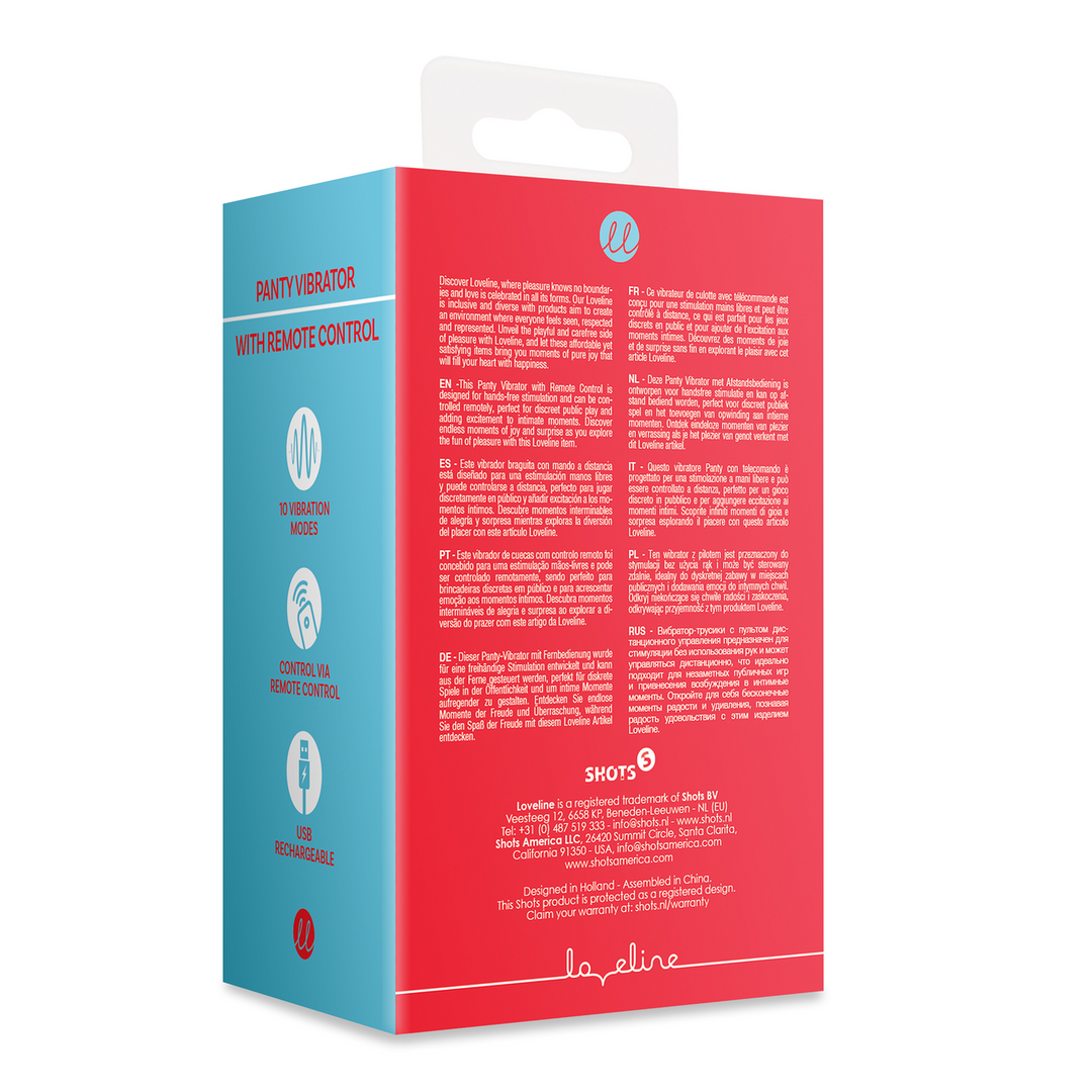 Loveline by shots Panty Vibrator met Afstandsbediening - Brighto Rood (8714273049018)
