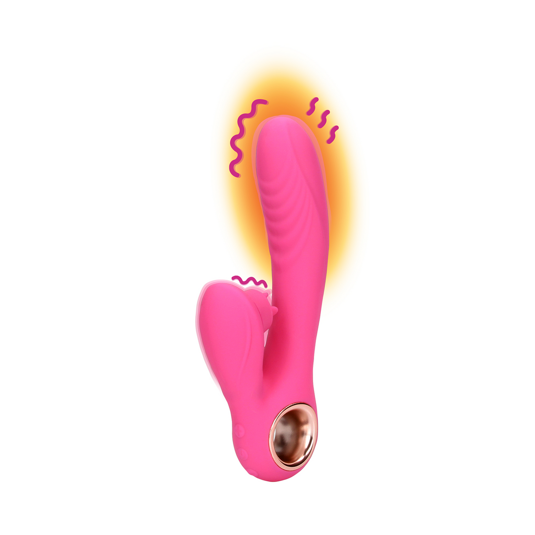 Loveline by shots Tongue Flickering en Heating Rabbit Vibrator - Exuberant Pink (8714273048875)