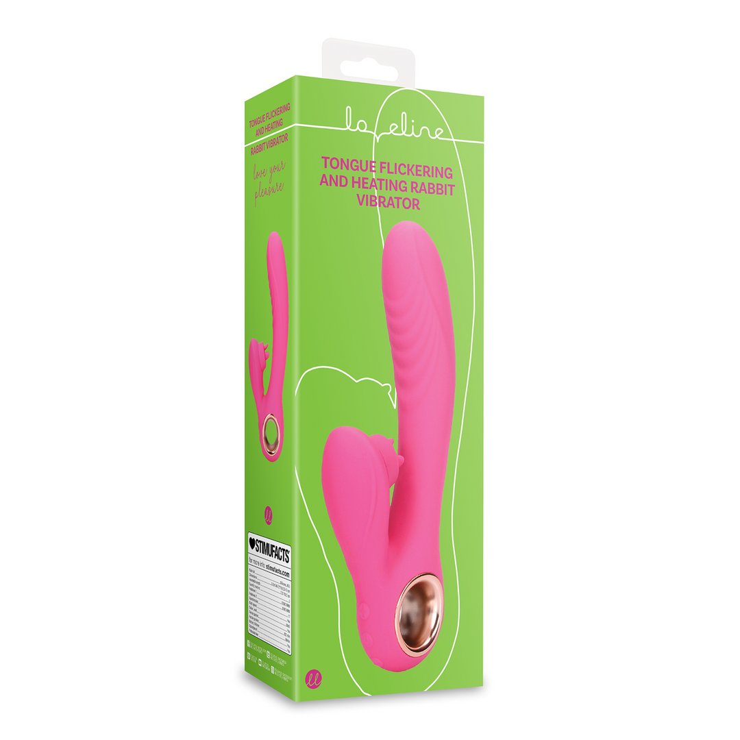 Loveline by shots Tongue Flickering en Heating Rabbit Vibrator - Exuberant Pink (8714273048875)