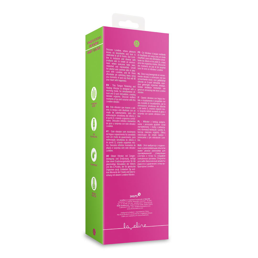 Loveline by shots Tongue Flickering en Heating Rabbit Vibrator - Exuberant Pink (8714273048875)