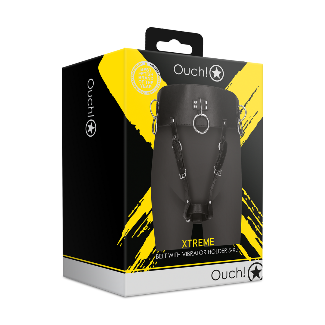 Ouch! by shots Riem met Vibrator Houder - Zwart (8714273050915)